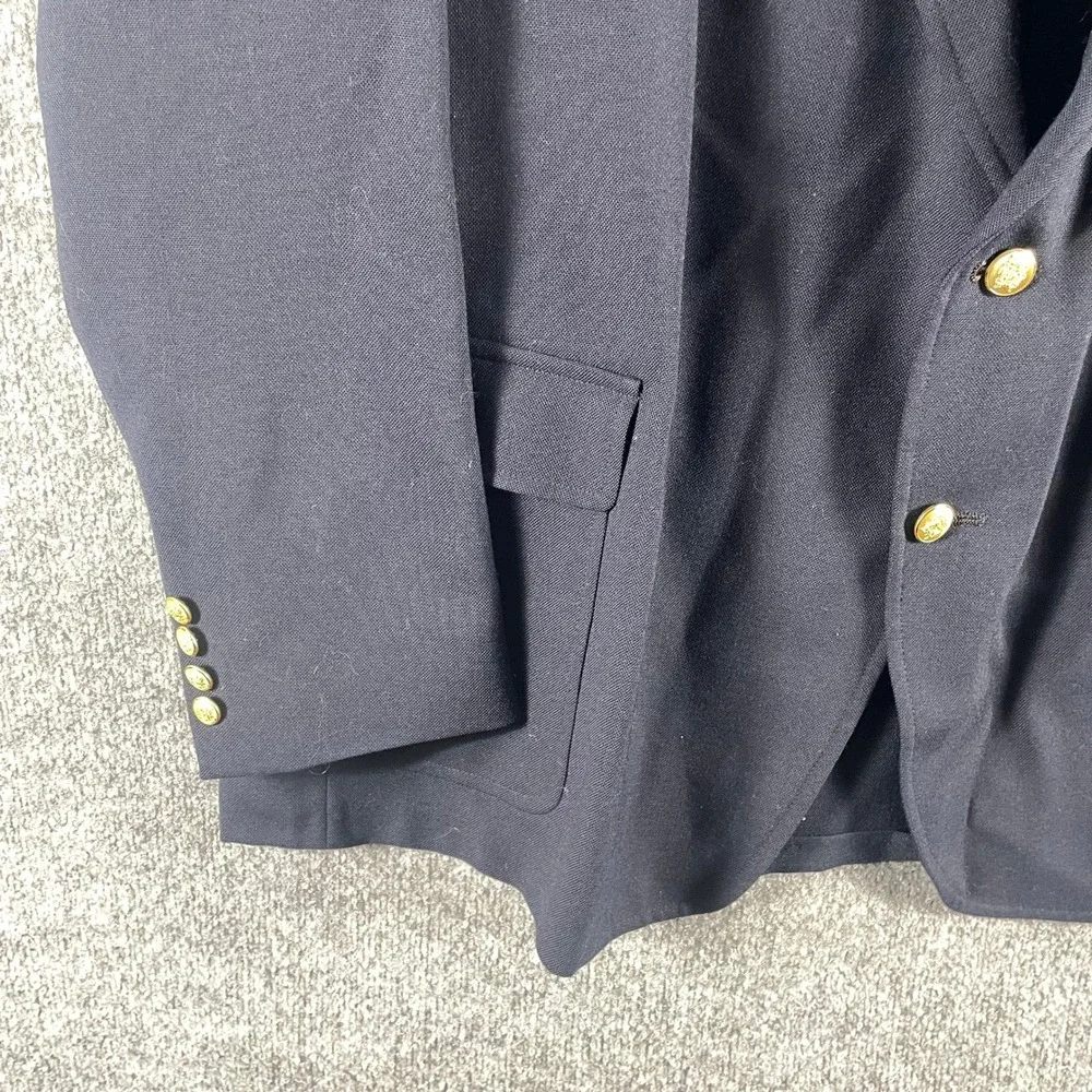 John Weitz Blazer Mens 52 L Blue Gold Crest Button Sport Coat Wedding Formal